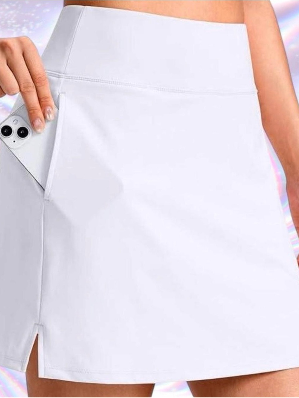 Nike White A-Line Athletic Skort with Side Phone Pocket